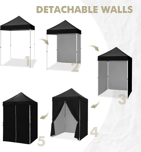 Miniatura 8 de EAGLE PEAK Toldo instantáneo de 5 x 5 con paneles de pared de 4 lados, pequeña tienda de campaña portátil desplegable con bolsa de transporte
