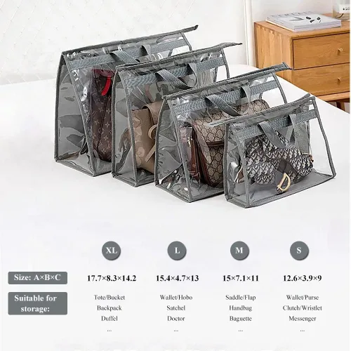 Miniatura 2 de fazhongfa 2 bolsas para el polvo para bolsas, organizador de almacenamiento de bolsos transparentes, no tejidas, bolsa colgante con cremallera y asa