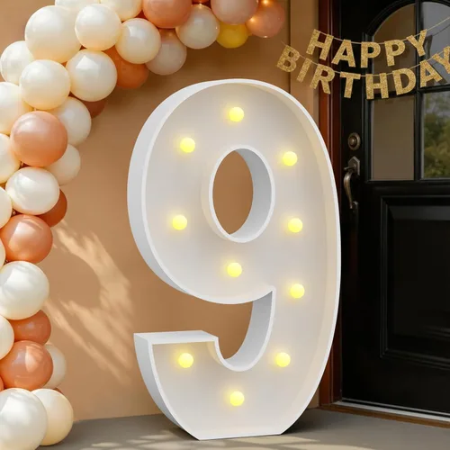 Miniatura 60 de IMPRSV Letras de mosaico iluminadas de marquesina, 4 pies para globos y fiestas, decoración de kit de arco