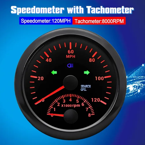 Miniatura 2 de ARTILAURA Velocímetro GPS 0-193 km/h con tacómetro 8000 RPM, medidor de 85 mm (3-3/8"), velocímetro GPS para barco con antena para automóvil, marino