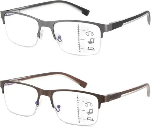 Miniatura 9 de Gafas de Lectura Multifocales para Hombres, Bifocales, Progresivas, Multifocales, sin Línea, de Lectura de Computadora, Bloqueo de Luz Azul, Armazón