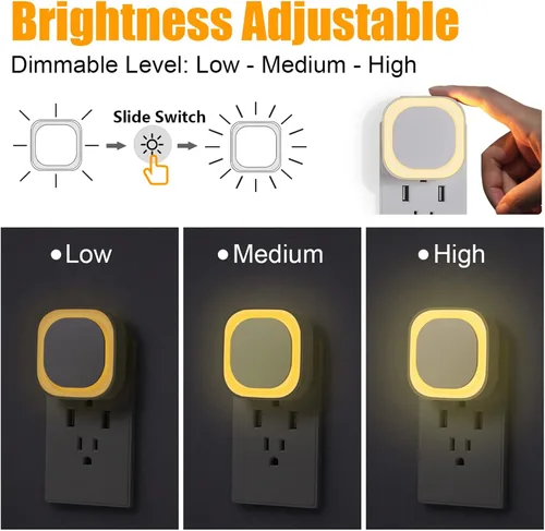 Miniatura 3 de YUNLEX - Pack de 4 luces nocturnas de luz blanca cálida, cuidado suave para los ojos con brillo suave regulable y reflexión indirecta, sensor