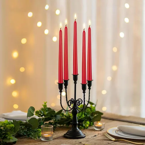 Miniatura 6 de Mega Candles 12 velas cónicas rojas sin perfume, velas de cera vertida a mano de 10 x 7/8 pulgadas, decoración del hogar, recepciones de boda, Rojo