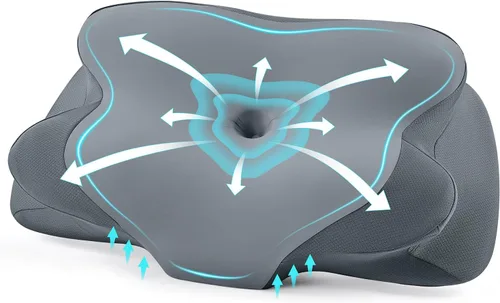 DONAMA - Almohada cervical para dormir, almohada de espuma viscoelástica contorneada para soporte de cuello y hombros, almohada ergonómica para