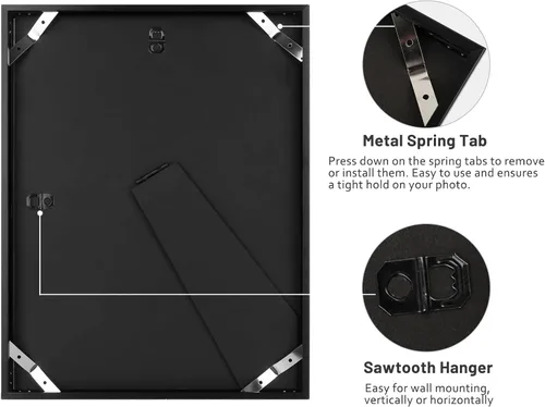 Miniatura 5 de Frametory, Portarretratos de aluminio negro de 6 x 8 pulgadas, juego de 1, ideal para mostrar fotos de 5 x 7 con paspartú o 6 x 8 sin paspartú