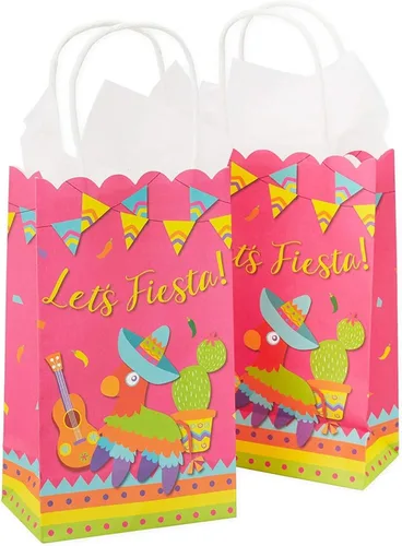 Miniatura 4 de Blue Panda Bolsas de recuerdo de fiesta, paquete de 24, papel multicolor con asas de cuerda, 9 x 5.3 x 3.15 pulgadas, para dulces y golosinas
