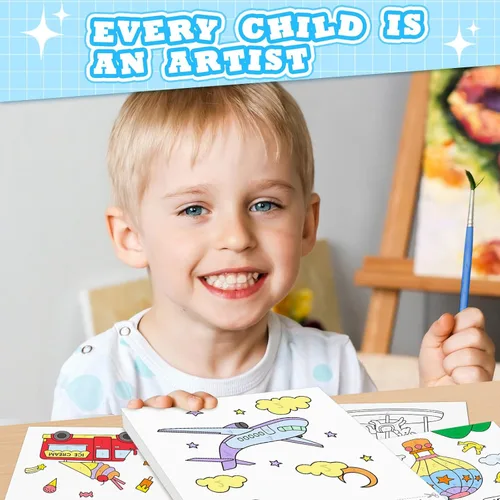 Miniatura 4 de Libros de pintar con agua SOCOLER para niños pequeños, papeles de pintura de acuarela sin desorden con tema de tráfico para niños, kit de pintura
