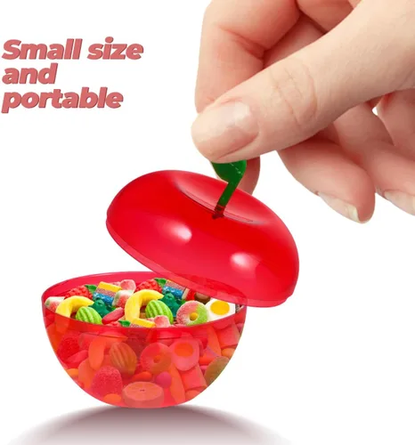 Miniatura 3 de ARTIBETTER Recipiente de regalo rojo, 8 unidades de manzanas de plástico, cajas de dulces, cajas de regalo, adornos decorativos rellenables