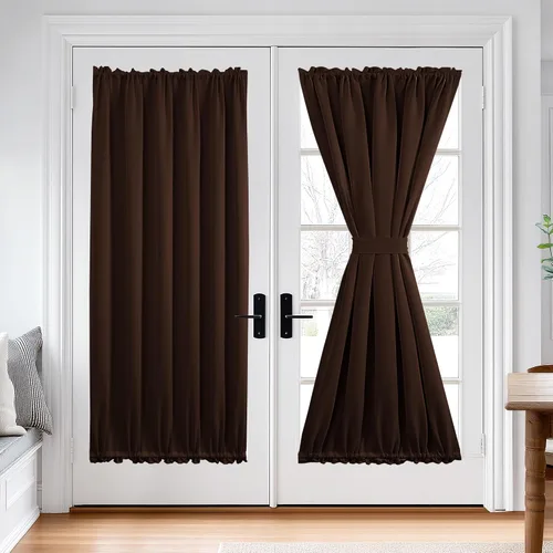 Miniatura 43 de Cortina térmica para puerta con bolsillo para barra, opacas, tratamiento de ventanas con ojales y ojales Deconovo 1 panel