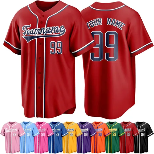 Miniatura 32 de Custom Baseball Jersey Personalized Short Sleeve Team Sport Uniform Baseball Shirt for Men Women Youth Boy