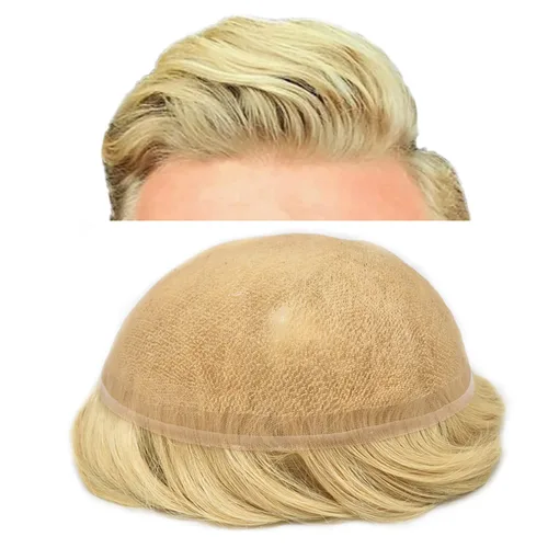 Miniatura 89 de Toupee For Men Real Human Hair System Mens Hair Piece Breathable Mens Toupee Durable Men Hairpiece 6X8#1 Jet Black 80% Density