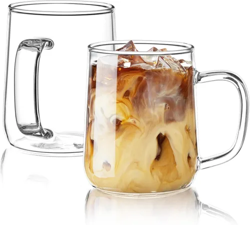 Miniatura 17 de Juego de 2 Tazas de Café Espresso de Vidrio, Tazas de Espresso de 3 oz Transparentes con Asa, Mini Tazas de Café, Vasos de Café, Tazas de Demitasse