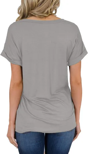 Miniatura 2 de Miholl Camiseta holgada, informal, de manga corta, con cuello en V, para mujer