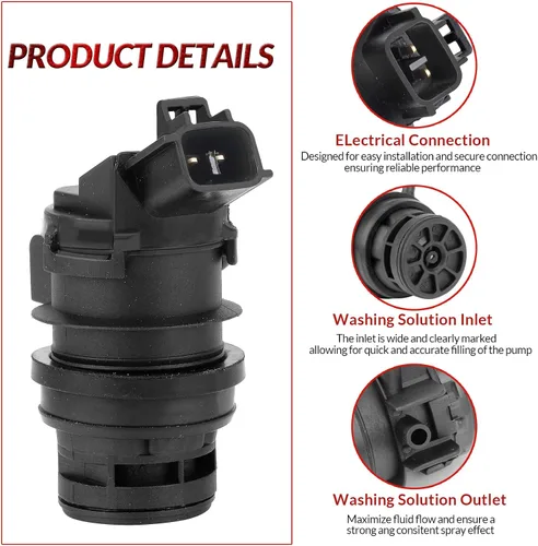 Miniatura 2 de 85330-60190 Bomba de limpiaparabrisas compatible con Toyota/Lexus/Subaru/Mazda/Nissan/Acura/Honda Reemplaza# 85330-21010 85330-AE010 85330-60180