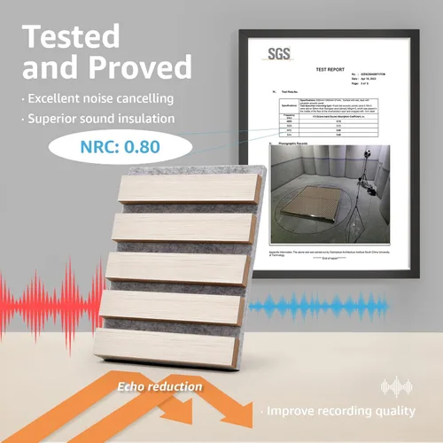 Miniatura 3 de Art3d 2 Paneles Acústicos de Listones de Madera para Pared y Techo - Panel 3D Ranurado de Absorción de Sonido con Acabado de Madera - Olmo Blanco
