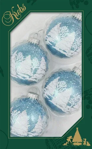 Miniatura 44 de Adornos de árbol de Navidad de vidrio - 67 mm/2.625" [4 piezas] Bolas decoradas de Adornos navideños sin costuras para colgar de Christmas by Krebs