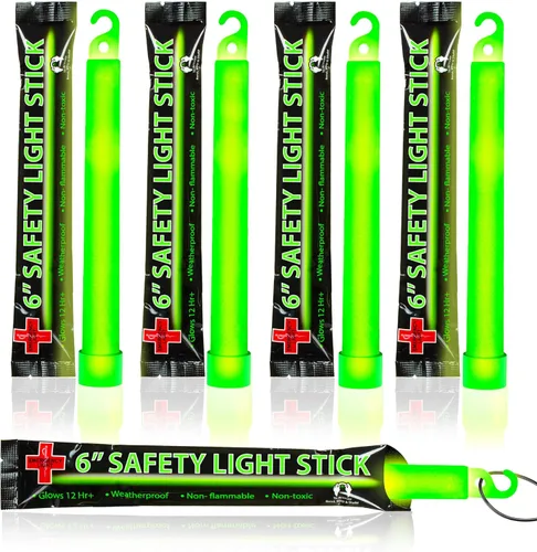 25 Barras de Luz Verde Ultra Brillantes - Empaquetadas Individualmente con Cordón - Para Acampar, Supervivencia de Emergencia - Luces Brillantes
