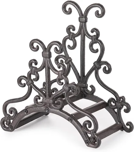 Sungmor Soporte de manguera de jardín de hierro fundido resistente, colgador de manguera de agua montado en la pared, estante de manguera decorativo