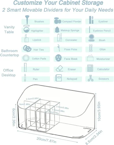Miniatura 8 de SUNFICON Bandeja Soporte Organizador de Maquillaje Estuche Expositor de Cosméticos de Mesa Escritorio Tocador Encimera Baño Pared Gabinete Caja