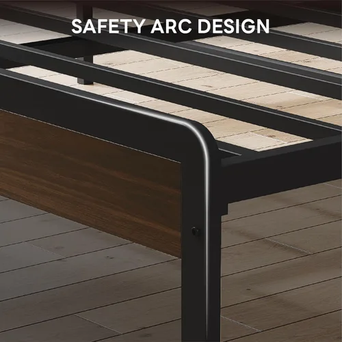 Miniatura 7 de LIKIMIO Marco de Cama King con Cabecero, Marco de Cama King de Madera Oscura con Soportes Fuertes, Resistente, Sin Ruido, No Necesita Somier, Nogal