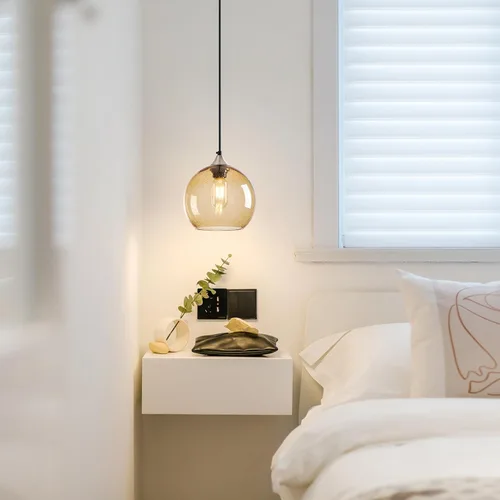 Miniatura 5 de Luces colgantes de vidrio marrón claro, iluminación de isla de cocina, lámparas colgantes de globo, iluminación colgante moderna para dormitorio
