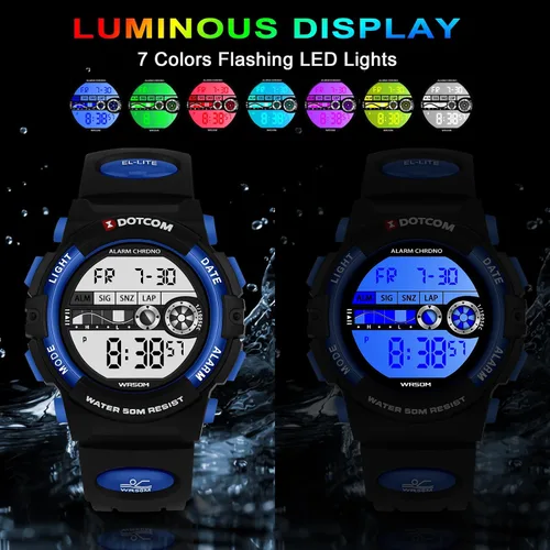 Miniatura 4 de CKV Kids Digital Watch Boys Teenage Watches Ages 5-18,50M Waterproof Multifunctional Sport Watches with 7 LED Backlight Alarm Calendar Timer for