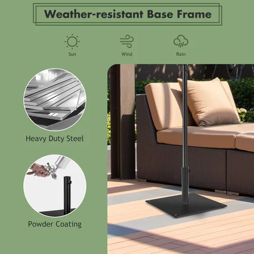 Miniatura 7 de Tangkula Base de sombrilla de patio de 35 libras, soporte de sombrilla resistente de 20 pulgadas, base cuadrada para sombrilla con almohadillas