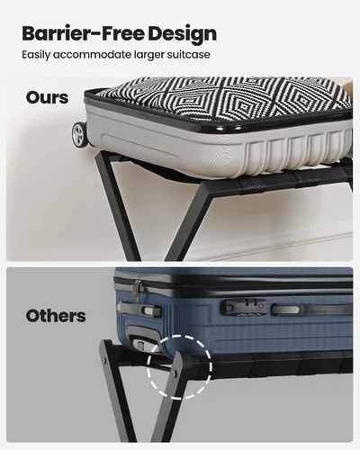Miniatura 6 de Hzuaneri Portaequipajes, soporte plegable para maleta para invitados, plegable, portaequipajes con estante, marco de acero con correas de nailon