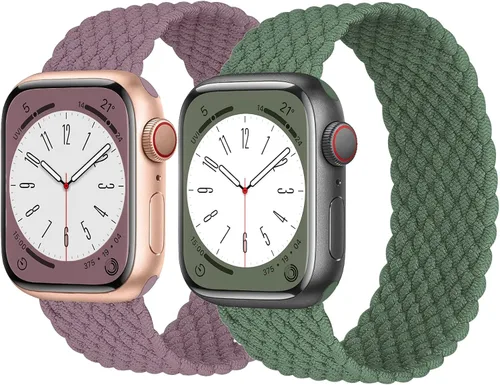 Miniatura 16 de Paquete de 2 correas trenzadas Solo Loop para Apple Watch de 1.575 pulgadas, 1.614 pulgadas, 1.654 pulgadas, 1.732 pulgadas, 1.772 pulgadas, 1.732