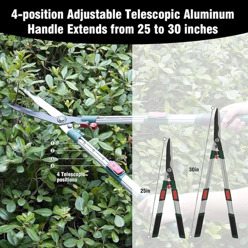 Miniatura 4 de GARTOL Juego de Herramientas de Jardín de 3 Piezas - Podadora de Bypass, Tijeras para Setos, Tijeras de Podar con Mangos Telescópicos de Aluminio