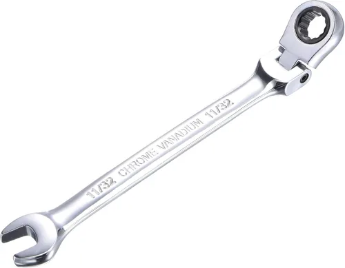 uxcell Llave combinada de trinquete de cabeza flexible de 11/32 pulgadas SAE 72 dientes 12 puntos de trinquete de caja terminada herramientas de