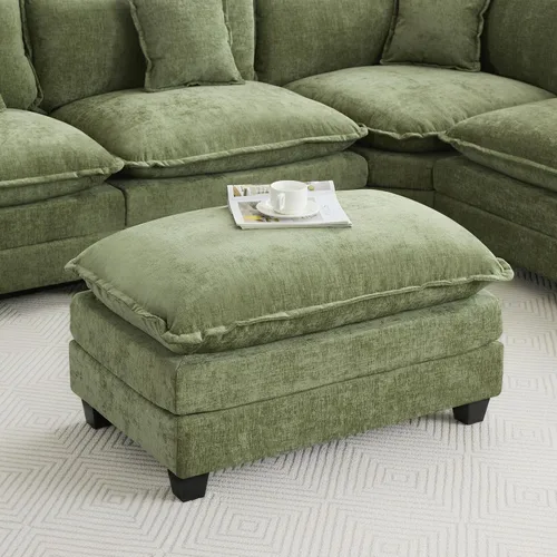 Miniatura 68 de Otomán de Sofá Moderno de Chenille Nube de 35'', Otomán Rectangular para Sofá Seccional Modular, Beige