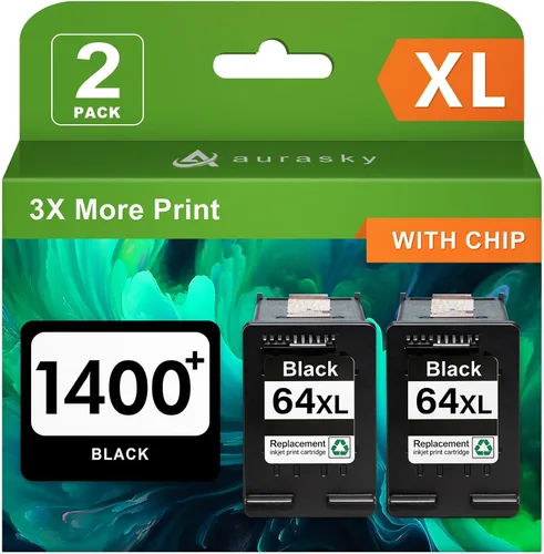 Miniatura 11 de 64XL - Cartuchos de tinta negros de alto rendimiento para 64XL, repuesto compatible con HP Envy Photo 7800 7855 7858 7155 7120 7158 7100 7164 6200