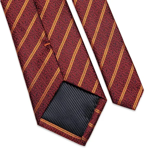 Miniatura 6 de DiBanGu Juego de corbata a rayas para hombre, corbata tejida de seda a cuadros y gemelos cuadrados de bolsillo, negocios y bodas