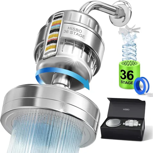 Juego de cabezal de ducha filtrado de lujo de alto rendimiento - 36 etapas de filtro avanzado para la ducha y agua dura, elimina el cloro para agua