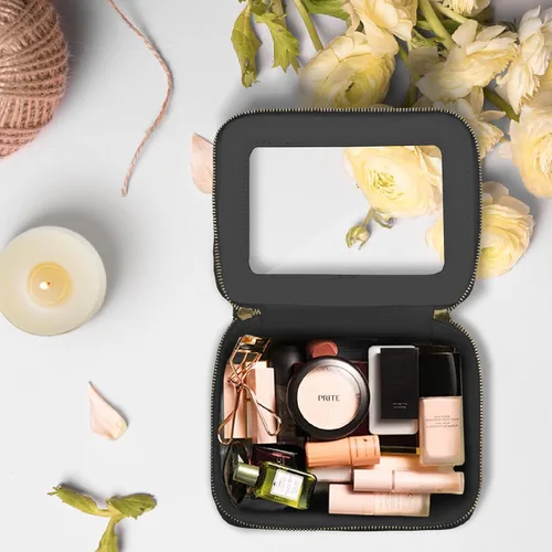 Miniatura 8 de Prite Bolsa de maquillaje transparente, estuche organizador de cosméticos, bolsa de aseo de viaje impermeable, bolsa para el cuidado de la piel