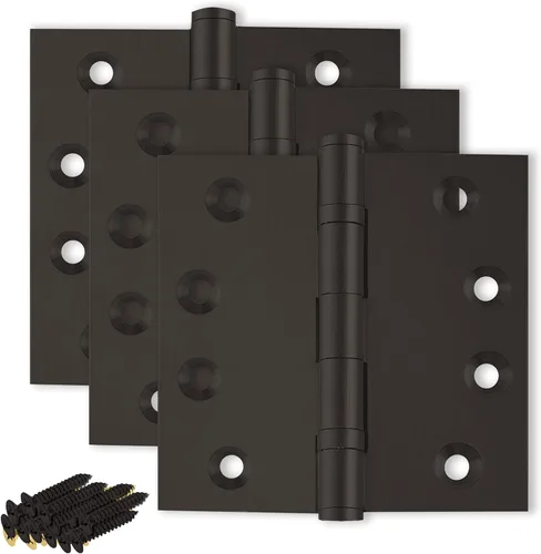 Miniatura 31 de Bisagra negra resistente para puerta, rodamiento de bolas negro mate, 4 x 4 pulgadas, resistente, juego de 2 bisagras de puerta de latón macizo