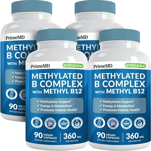Miniatura 12 de Complejo B metilado con metilfolato y B12 metilcobalamina 1000 mcg - Multivitamínico metilado para energía, función cerebral y bienestar - Complejo