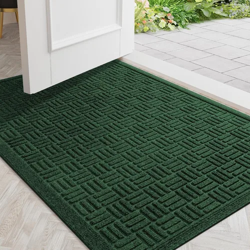Miniatura 44 de Mibao Tapete para puerta delantera, resistente y duradero, tapete de bienvenida para interiores y exteriores, atrapador de suciedad, impermeable