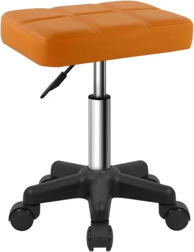 Miniatura 8 de FURWOO Taburete giratorio rectangular con ruedas, altura ajustable, silla giratoria para spa, salón de masaje, color negro