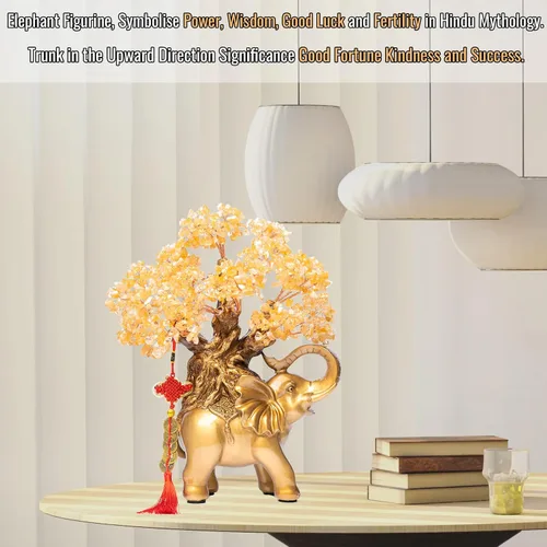 Miniatura 3 de Árbol de Dinero de Cristal de Amatista GEMBOURY en Estatua de Elefante Dorado, Bonsái Grande de 43 cm de Árbol de la Vida, Regalo de Decoración