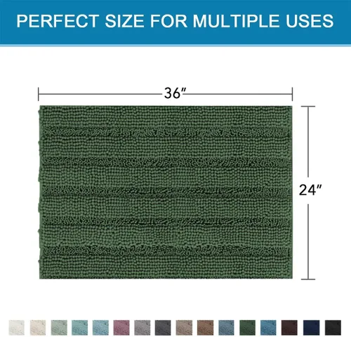 Miniatura 130 de H.VERSAILTEX Alfombras de baño para cuarto de baño, antideslizantes, tapetes de baño extragruesos, de felpilla, a rayas, alfombra de 20" x 32