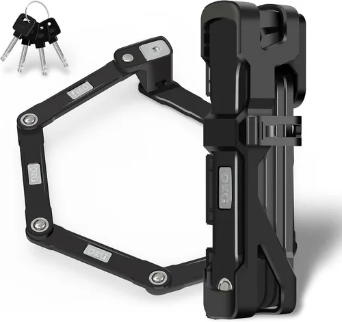 OKG Candado plegable para bicicleta, 3.7 libras, 4 llaves, cerradura plegable de bicicleta de 3 pies, grado de seguridad 9/10, acero de aleación,