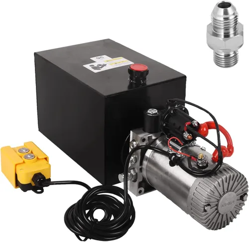Miniatura 12 de Unidad de potencia hidráulica de 15 cuartos de galón, bomba de remolque de depósito de metal de efecto único de 12 V con control remoto