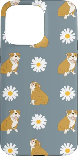 Miniatura 30 de Funda para iPhone 11 Pro English Bulldog and Daisy Flower Pattern Dusty Blue