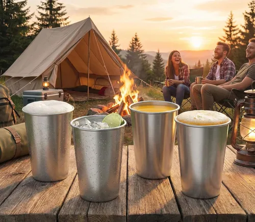 Miniatura 7 de Vasos de Pinta de Acero Inoxidable Vasos para Agua de 16 onzas - Irrompibles, Sin BPA, Apilables de Calidad Premium 18/18 Vasos de Metal para Beber