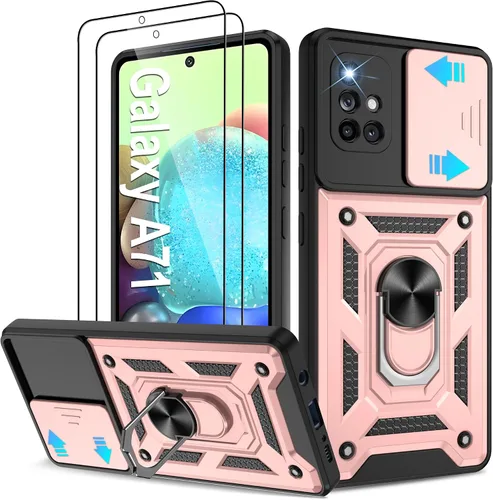 Miniatura 9 de ATUMP Funda para T-Mobile Revvl V Plus 5G con protector de pantalla HD con cubierta de cámara deslizante, soporte de anillo de rotación de 360° Negro