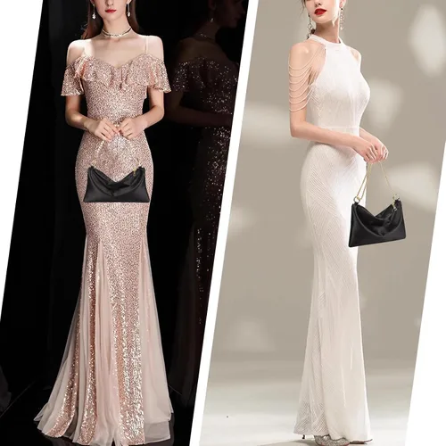 Miniatura 2 de Women Satin Evening Handbag Wedding Prom Clutch Purse Formal Cocktail Party Clutches Shoulder Bag with 2 Bag Chains