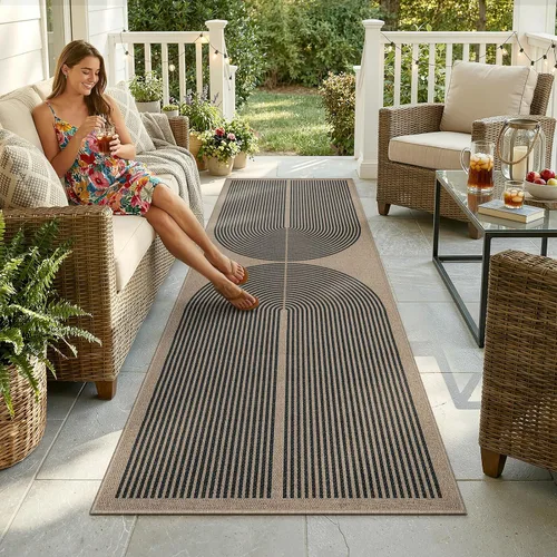 Miniatura 2 de Lahome Alfombra moderna arcoíris de 2 x 8 pies, alfombra lavable para pasillo de cocina con respaldo de goma, alfombra de interior y exterior