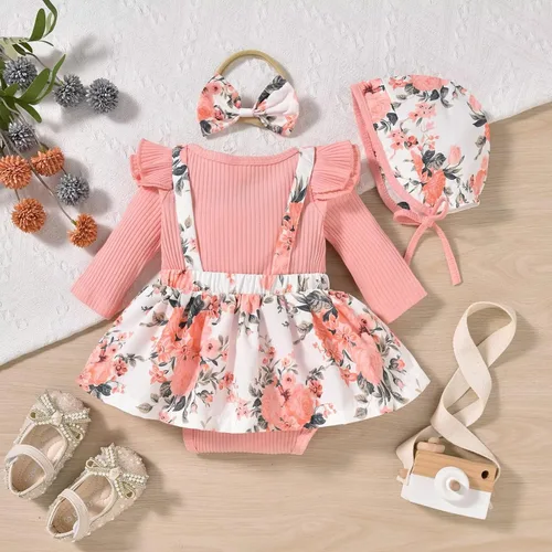 Miniatura 54 de Unutiylo Ropa de bebé recién nacida prematura con tirantes, traje de otoño e invierno, traje de manga larga con volantes